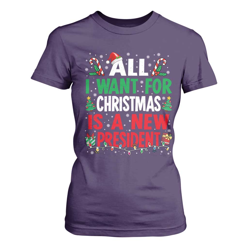 All I Want for Christmas Is A New President T Shirt For Women Subtle FDT Sarcastic Holiday TS10 Purple Print Your Wear