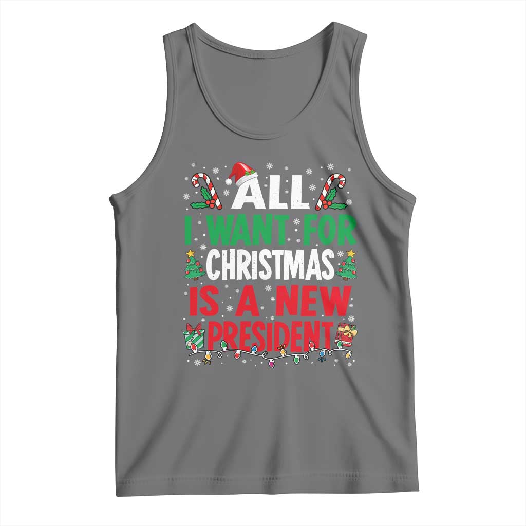 All I Want for Christmas Is A New President Tank Top Subtle FDT Sarcastic Holiday TS10 Black Heather Print Your Wear