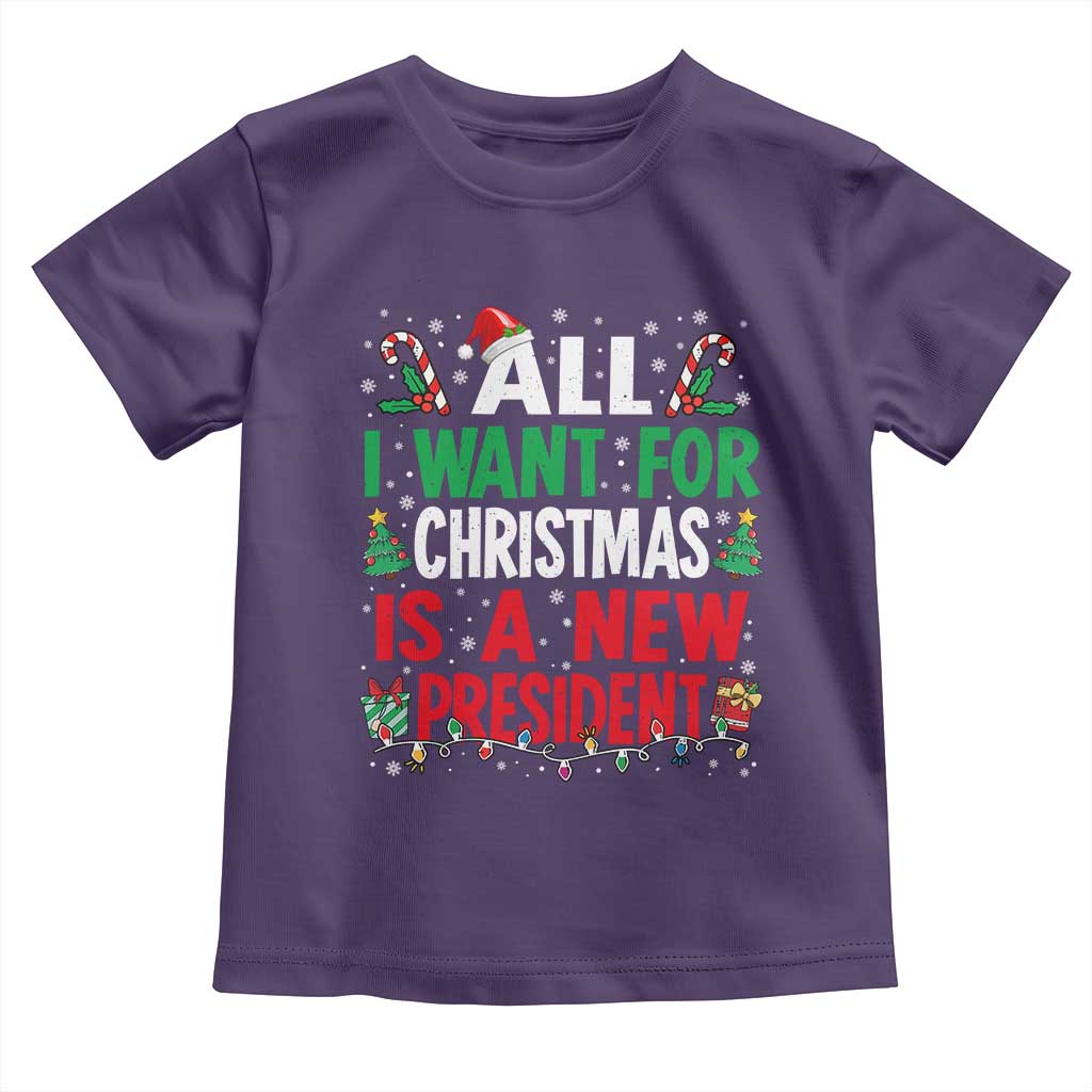 All I Want for Christmas Is A New President Toddler T Shirt Subtle FDT Sarcastic Holiday TS10 Purple Print Your Wear