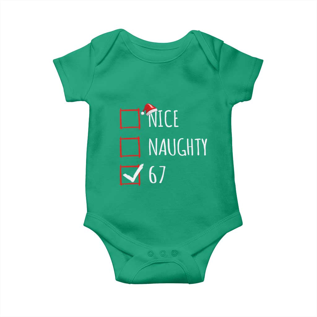 67 Christmas Baby Onesie Funny Nice Naughty Six Seven 6 7 Meme Brain Rot TS10 Irish Green Print Your Wear