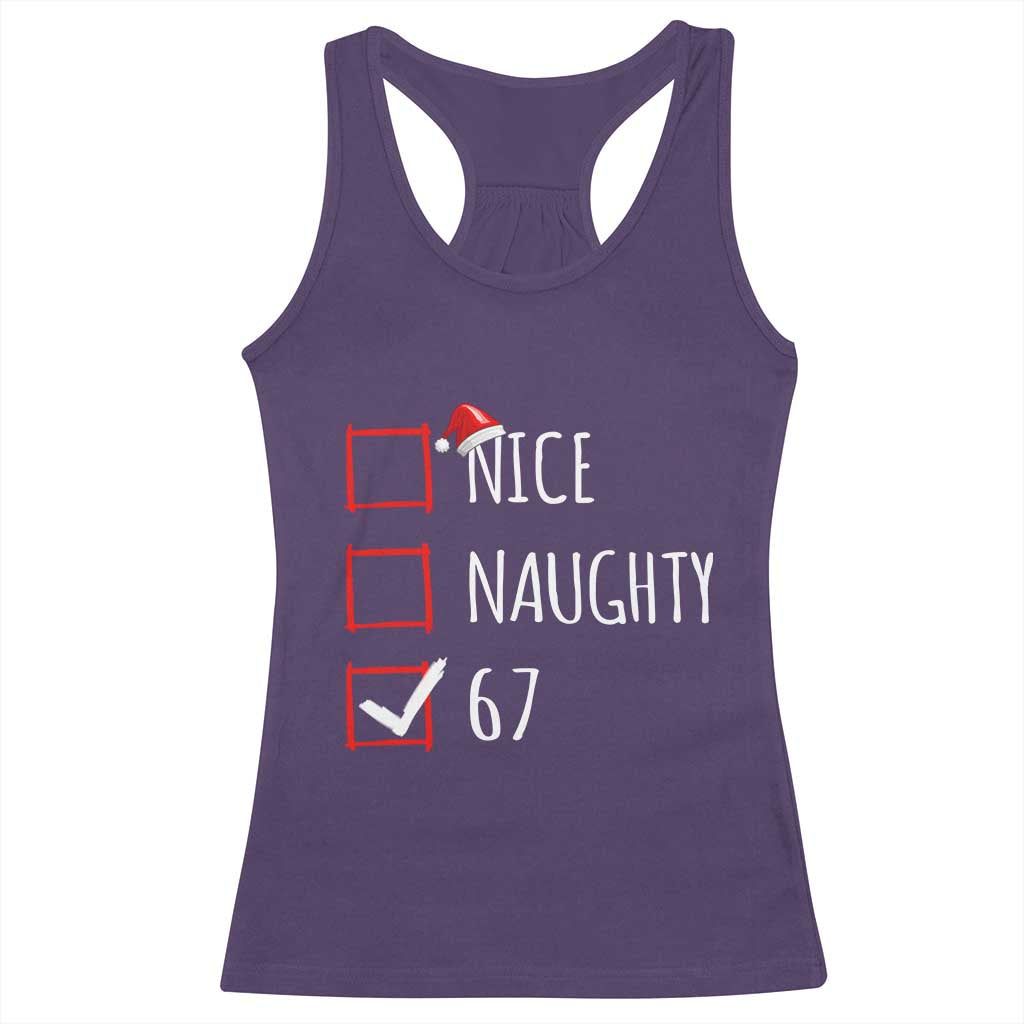 67 Christmas Racerback Tank Top Funny Nice Naughty Six Seven 6 7 Meme Brain Rot TS10 Purple Print Your Wear