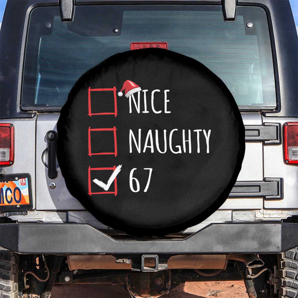 67 Christmas Spare Tire Cover Funny Nice Naughty Six Seven 6 7 Meme Brain Rot TS10 No hole Black Print Your Wear