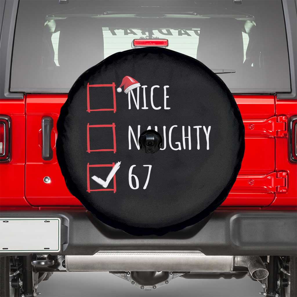 67 Christmas Spare Tire Cover Funny Nice Naughty Six Seven 6 7 Meme Brain Rot TS10 Black Print Your Wear