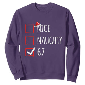 67 Christmas Sweatshirt Funny Nice Naughty Six Seven 6 7 Meme Brain Rot - Print Your Wear