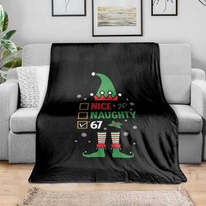 67 Christmas Throw Blanket Funny Six Seven Meme Brainrot Nice Naughty 6 7 Elf Custome TS10 Print Your Wear