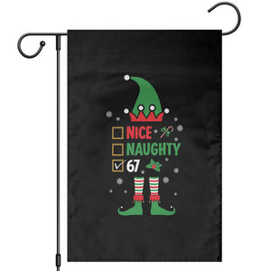 67 Christmas Garden Flag Funny Six Seven Meme Brainrot Nice Naughty 6 7 Elf Custome TS10 Black Print Your Wear