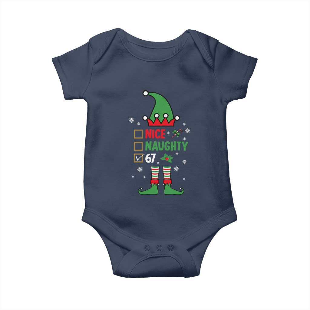 67 Christmas Baby Onesie Funny Six Seven Meme Brainrot Nice Naughty 6 7 Elf Custome TS10 Navy Print Your Wear