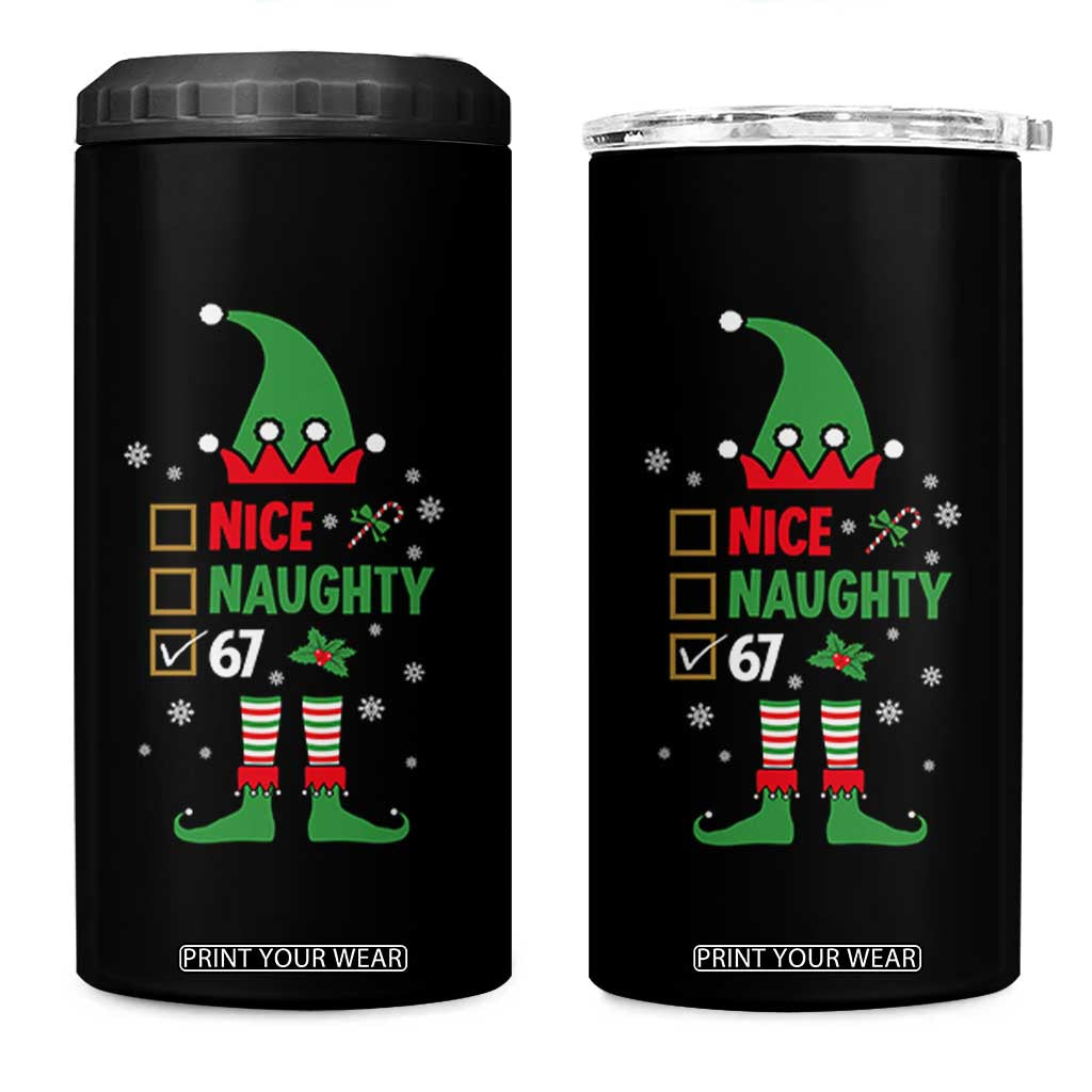67 Christmas 4 in 1 Can Cooler Tumbler Funny Six Seven Meme Brainrot Nice Naughty 6 7 Elf Custome TS10 One Size: 16 oz Black Print Your Wear