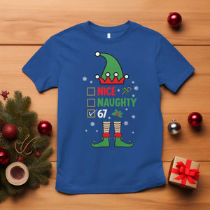67 Christmas T Shirt Funny Six Seven Meme Brainrot Nice Naughty 6 7 Elf Custome TS10 Royal Blue Print Your Wear