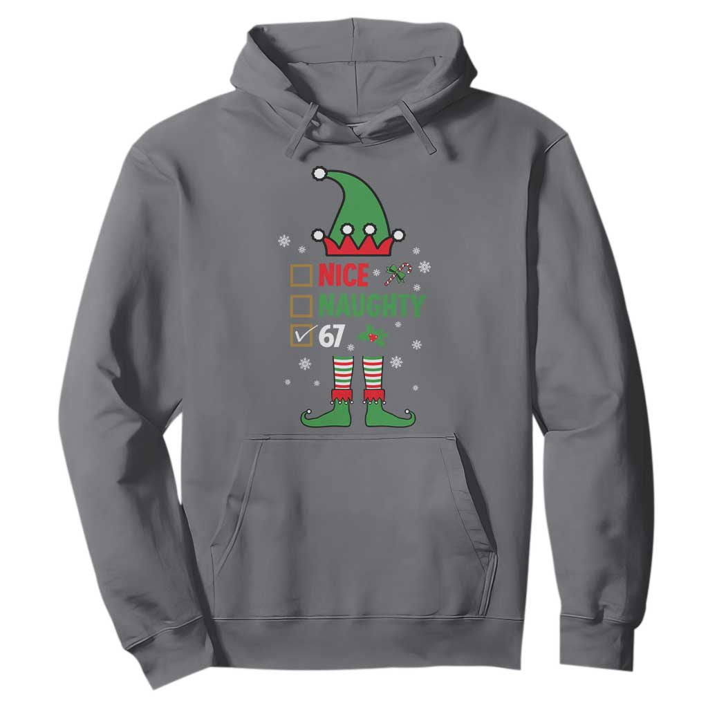 67 Christmas Hoodie Funny Six Seven Meme Brainrot Nice Naughty 6 7 Elf Custome TS10 Charcoal Print Your Wear