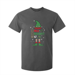 67 Christmas T Shirt For Kid Funny Six Seven Meme Brainrot Nice Naughty 6 7 Elf Custome TS10 Dark Heather Print Your Wear