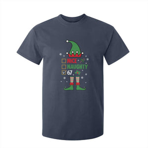 67 Christmas T Shirt For Kid Funny Six Seven Meme Brainrot Nice Naughty 6 7 Elf Custome TS10 Navy Print Your Wear
