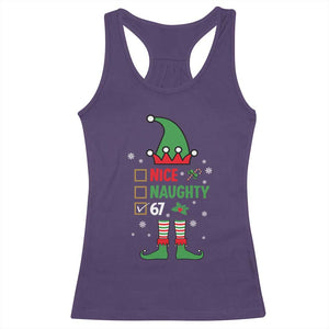 67 Christmas Racerback Tank Top Funny Six Seven Meme Brainrot Nice Naughty 6 7 Elf Custome TS10 Purple Print Your Wear