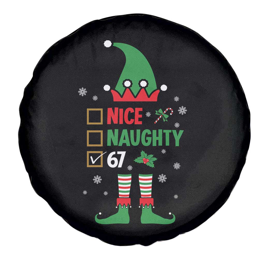 67 Christmas Spare Tire Cover Funny Six Seven Meme Brainrot Nice Naughty 6 7 Elf Custome TS10 Print Your Wear