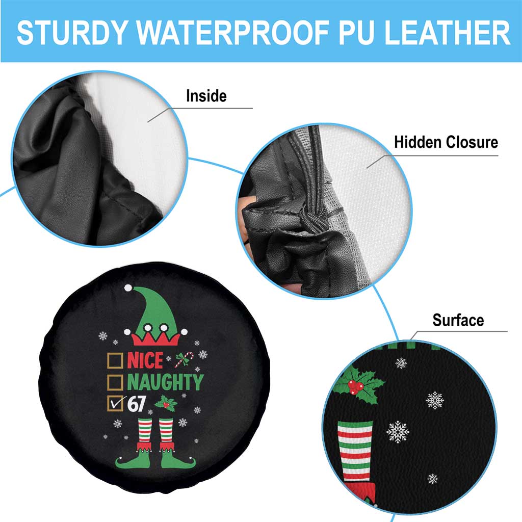 67 Christmas Spare Tire Cover Funny Six Seven Meme Brainrot Nice Naughty 6 7 Elf Custome TS10 Print Your Wear