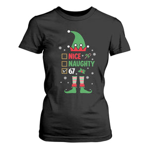 67 Christmas T Shirt For Women Funny Six Seven Meme Brainrot Nice Naughty 6 7 Elf Custome TS10 Black Print Your Wear