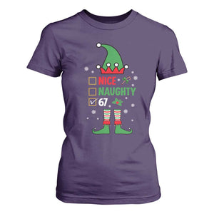 67 Christmas T Shirt For Women Funny Six Seven Meme Brainrot Nice Naughty 6 7 Elf Custome TS10 Purple Print Your Wear