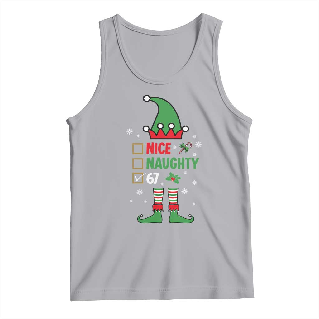 67 Christmas Tank Top Funny Six Seven Meme Brainrot Nice Naughty 6 7 Elf Custome TS10 Athletic Heather Print Your Wear
