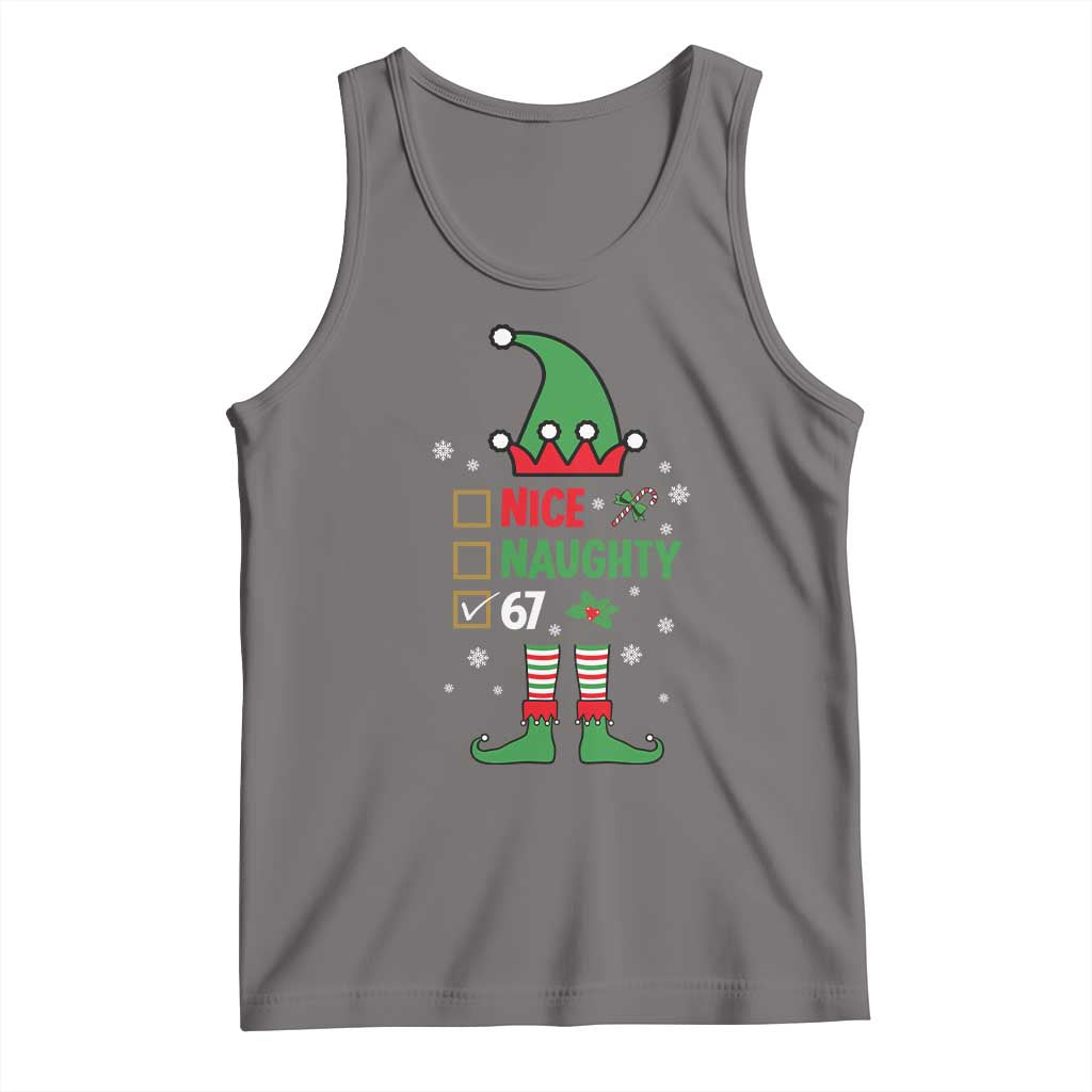 67 Christmas Tank Top Funny Six Seven Meme Brainrot Nice Naughty 6 7 Elf Custome TS10 Deep Heather Print Your Wear