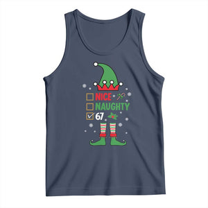 67 Christmas Tank Top Funny Six Seven Meme Brainrot Nice Naughty 6 7 Elf Custome TS10 Navy Print Your Wear