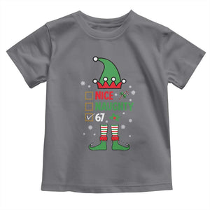 67 Christmas Toddler T Shirt Funny Six Seven Meme Brainrot Nice Naughty 6 7 Elf Custome TS10 Charcoal Print Your Wear
