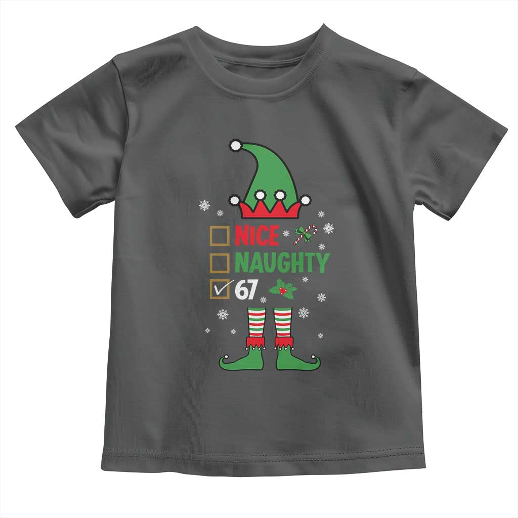 67 Christmas Toddler T Shirt Funny Six Seven Meme Brainrot Nice Naughty 6 7 Elf Custome TS10 Dark Heather Print Your Wear