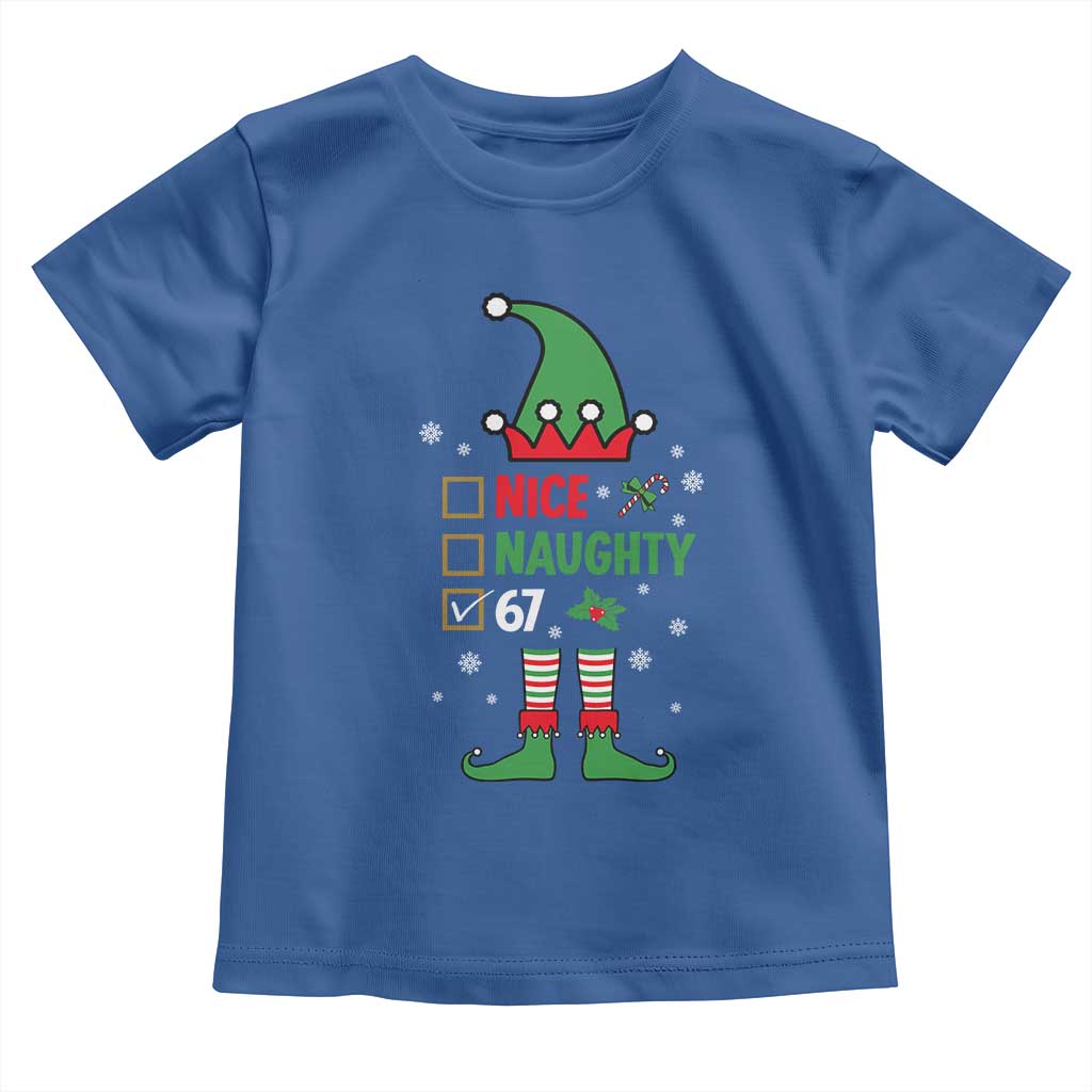 67 Christmas Toddler T Shirt Funny Six Seven Meme Brainrot Nice Naughty 6 7 Elf Custome TS10 Royal Blue Print Your Wear