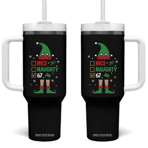 67 Christmas Tumbler With Handle Funny Six Seven Meme Brainrot Nice Naughty 6 7 Elf Custome TS10 One Size: 40 oz Black Print Your Wear