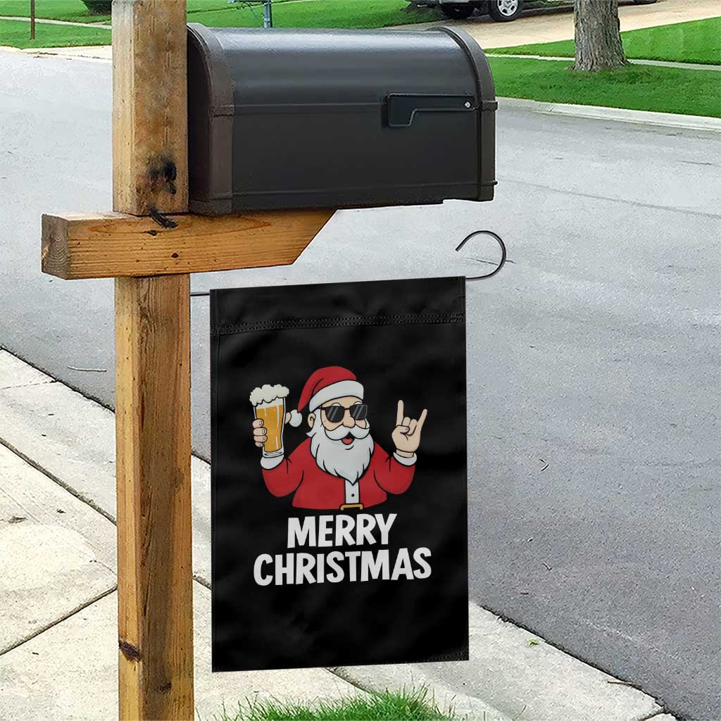 Merry Christmas Funny Santa Drinking Beer Garden Flag TS10 Print Your Wear