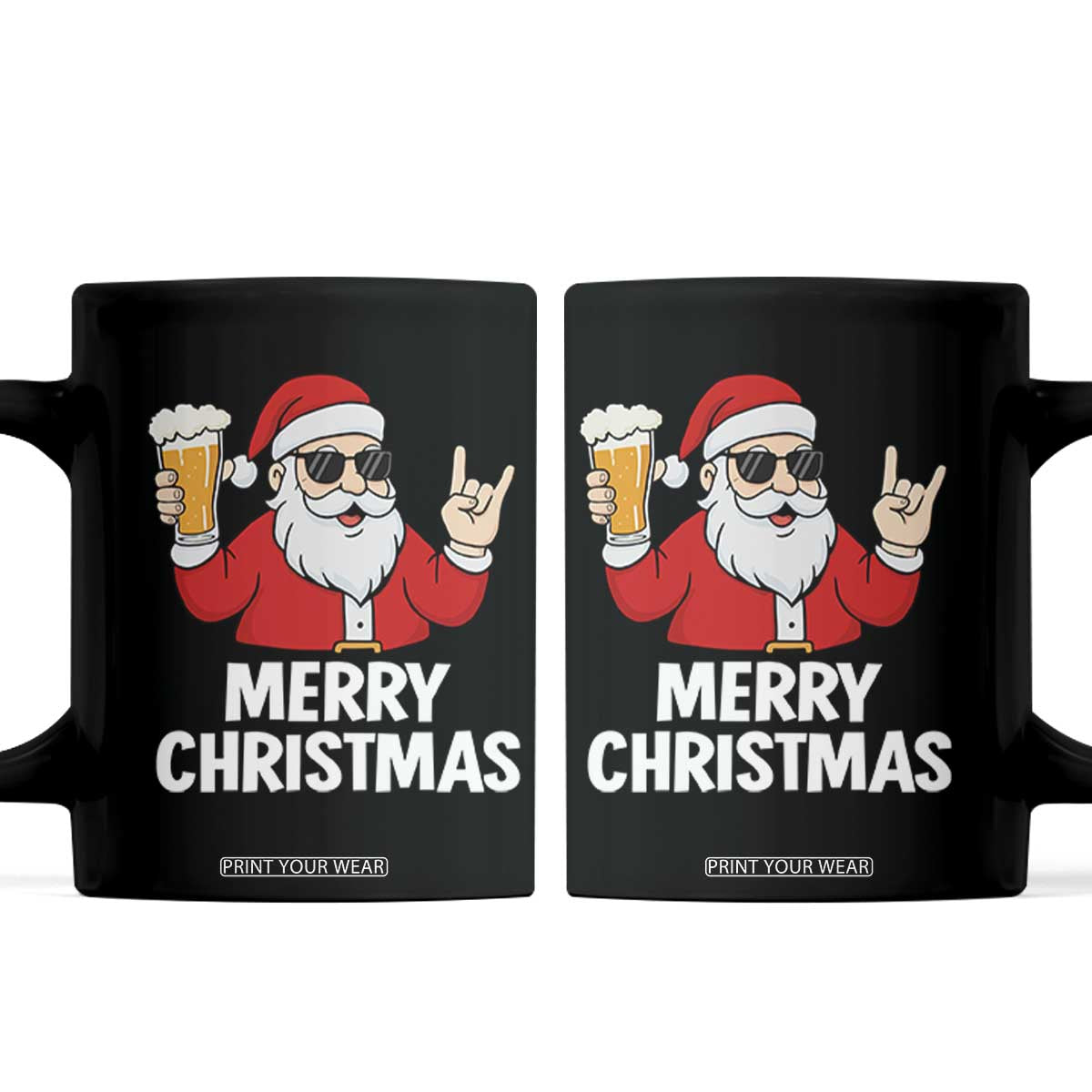 Merry Christmas Funny Santa Drinking Beer Coffee Mug TS10 Black Print Your Wear