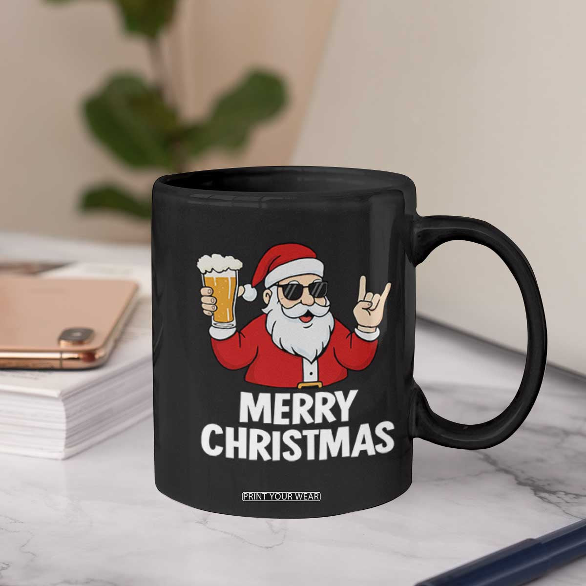 Merry Christmas Funny Santa Drinking Beer Coffee Mug TS10 Print Your Wear