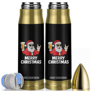 Merry Christmas Funny Santa Drinking Beer Bullet Tumbler TS10 Black Print Your Wear