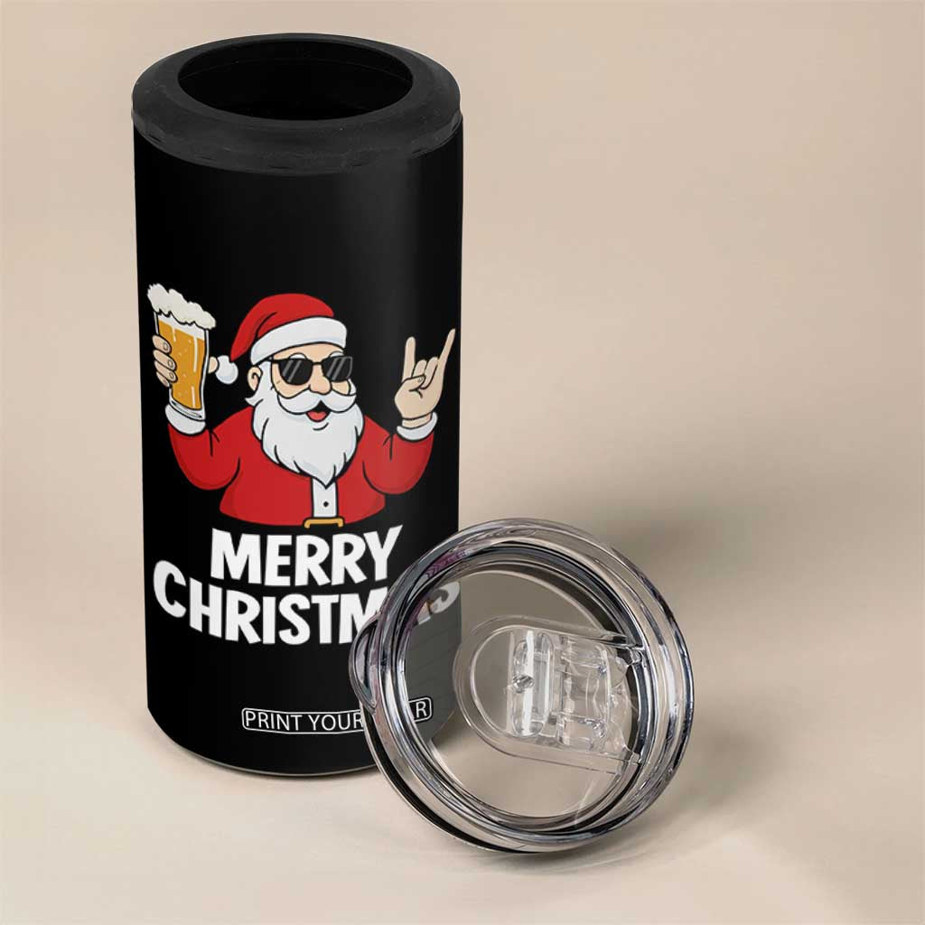 Merry Christmas Funny Santa Drinking Beer 4 in 1 Can Cooler Tumbler TS10 Print Your Wear