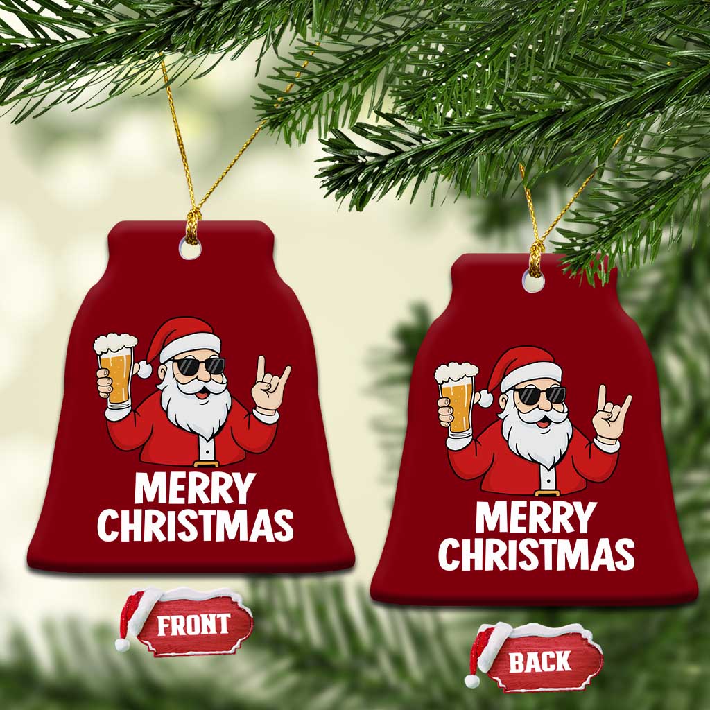 Merry Christmas Funny Santa Drinking Beer Ceramic Ornament TS10 Print Your Wear