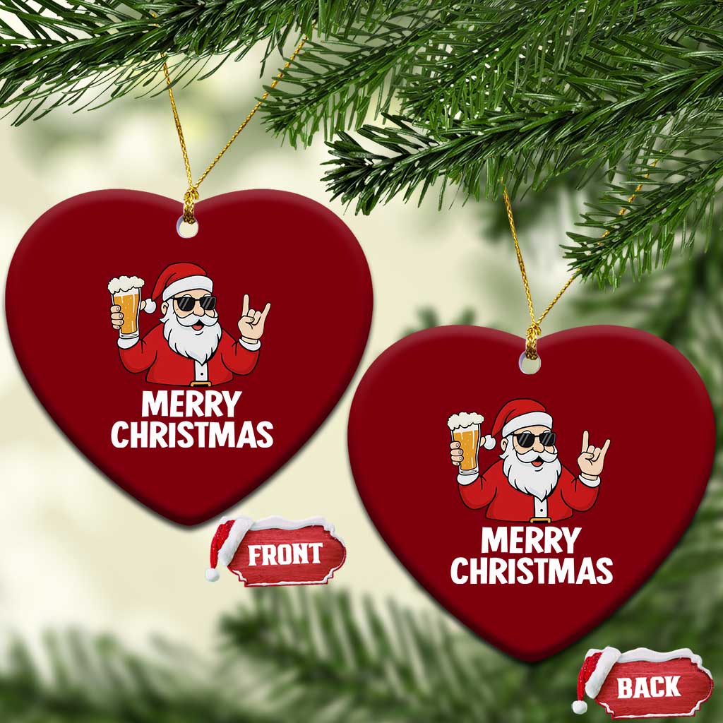 Merry Christmas Funny Santa Drinking Beer Ceramic Ornament TS10 Print Your Wear