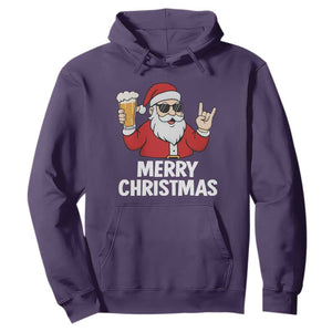Merry Christmas Funny Santa Drinking Beer Hoodie TS10 Purple Print Your Wear