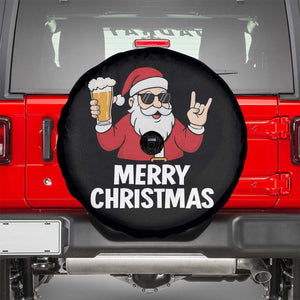 Merry Christmas Funny Santa Drinking Beer Spare Tire Cover TS10 Black Print Your Wear