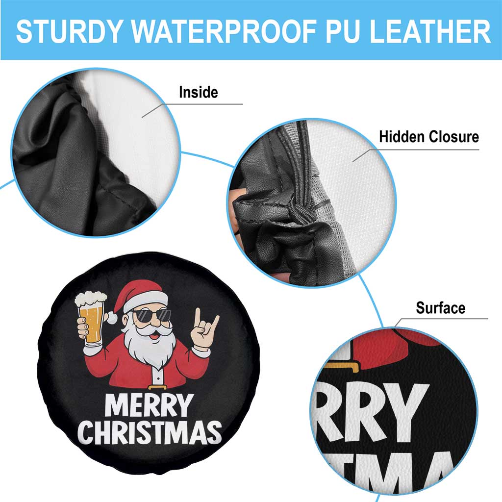 Merry Christmas Funny Santa Drinking Beer Spare Tire Cover TS10 Print Your Wear