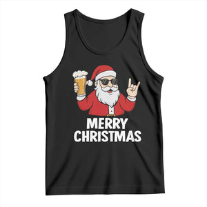 Merry Christmas Funny Santa Drinking Beer Tank Top TS10 Black Print Your Wear