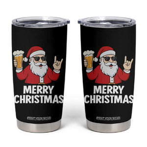 Merry Christmas Funny Santa Drinking Beer Tumbler Cup TS10 Black Print Your Wear