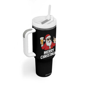 Merry Christmas Funny Santa Drinking Beer Tumbler With Handle TS10 Print Your Wear