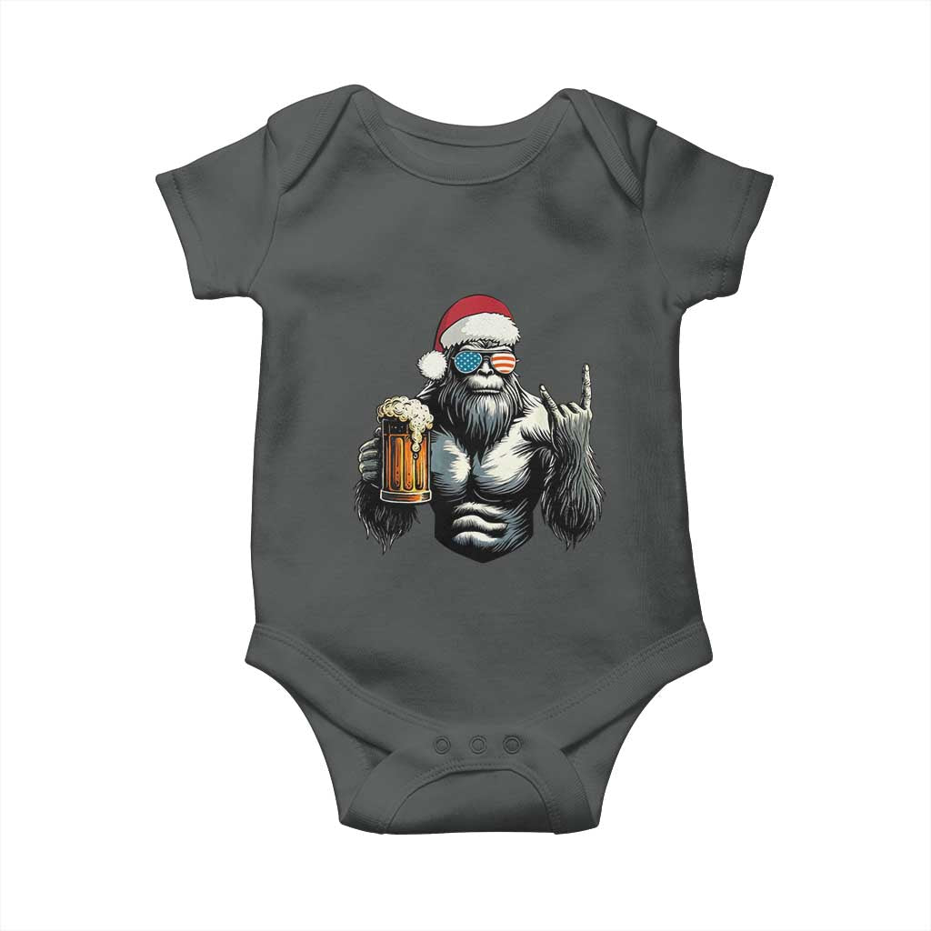 Bigfoot Christmas Baby Onesie Most Wonderful Xmas Sasquatch Beer TS10 Dark Heather Print Your Wear