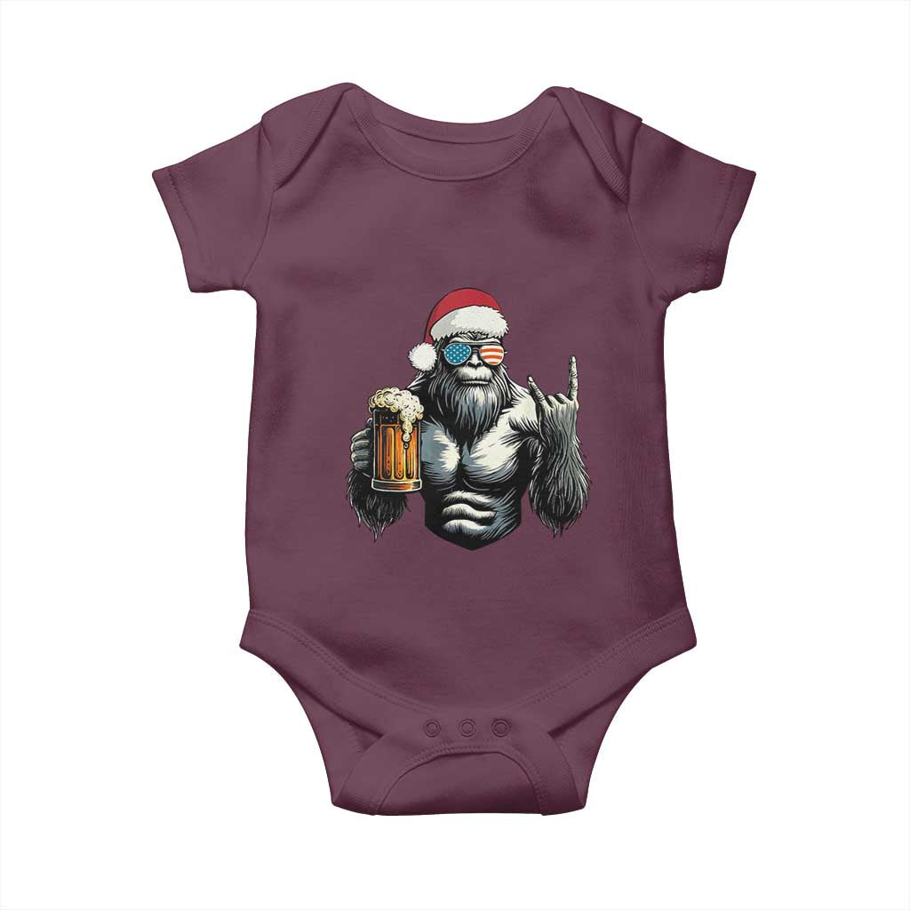 Bigfoot Christmas Baby Onesie Most Wonderful Xmas Sasquatch Beer TS10 Maroon Print Your Wear