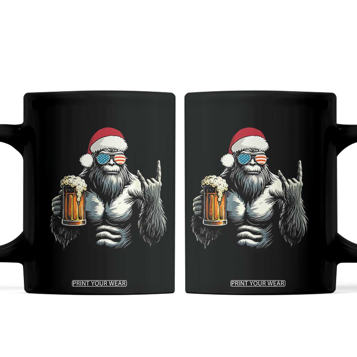 Bigfoot Christmas Coffee Mug Most Wonderful Xmas Sasquatch Beer TS10 Black Print Your Wear