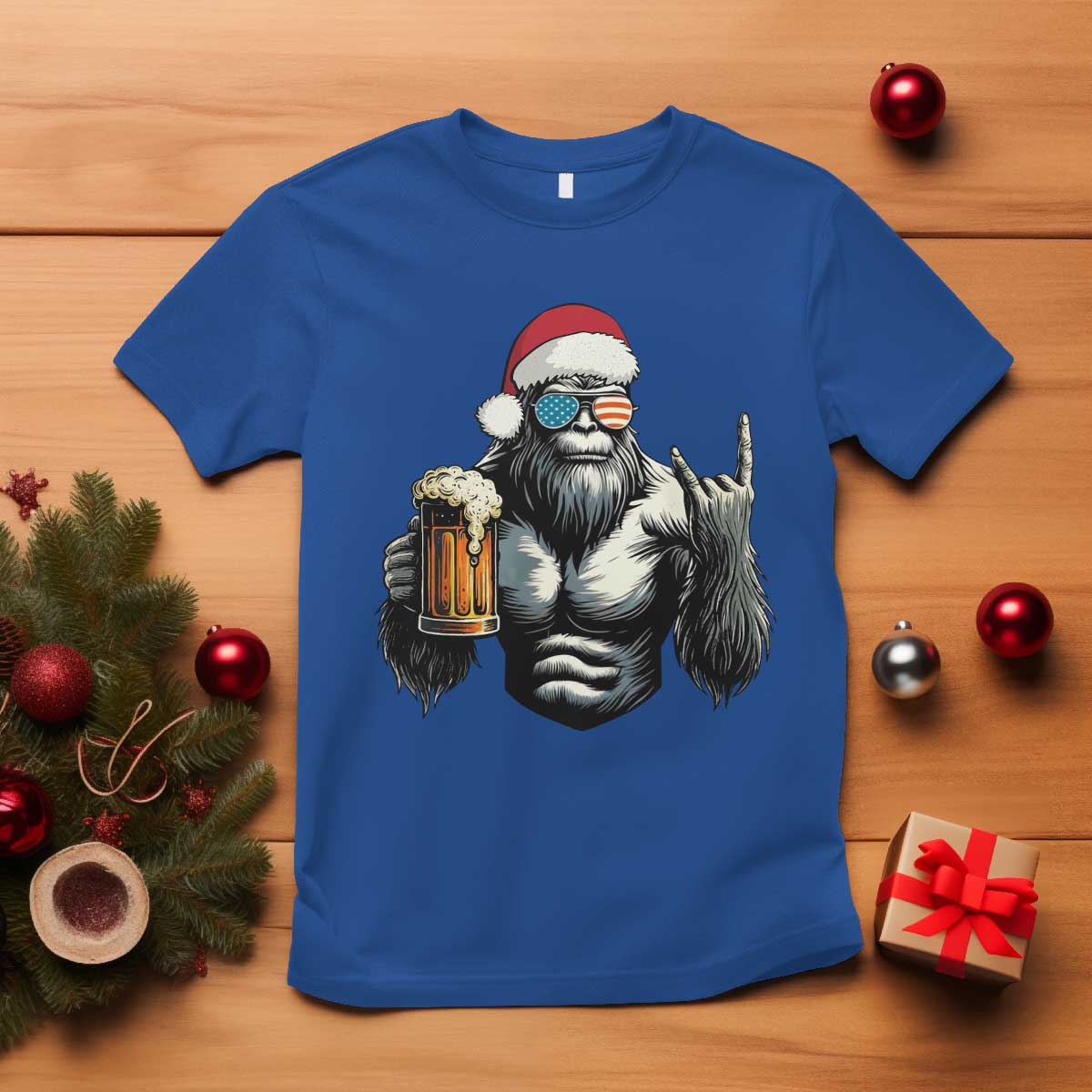 Bigfoot Christmas T Shirt Most Wonderful Xmas Sasquatch Beer TS10 Royal Blue Print Your Wear