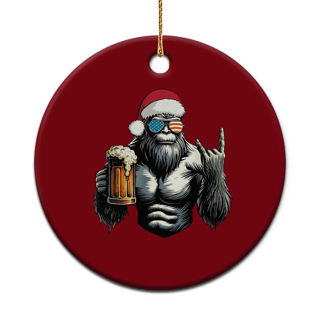 Bigfoot Christmas Ceramic Ornament Most Wonderful Xmas Sasquatch Beer - Print Your Wear