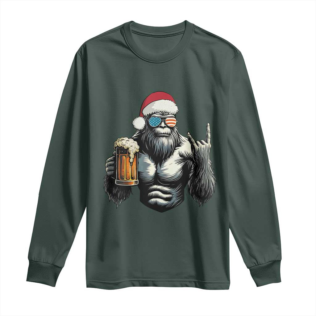 Bigfoot Christmas Long Sleeve Shirt Most Wonderful Xmas Sasquatch Beer TS10 Dark Forest Green Print Your Wear