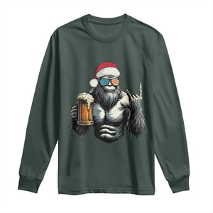 Bigfoot Christmas Long Sleeve Shirt Most Wonderful Xmas Sasquatch Beer TS10 Dark Forest Green Print Your Wear