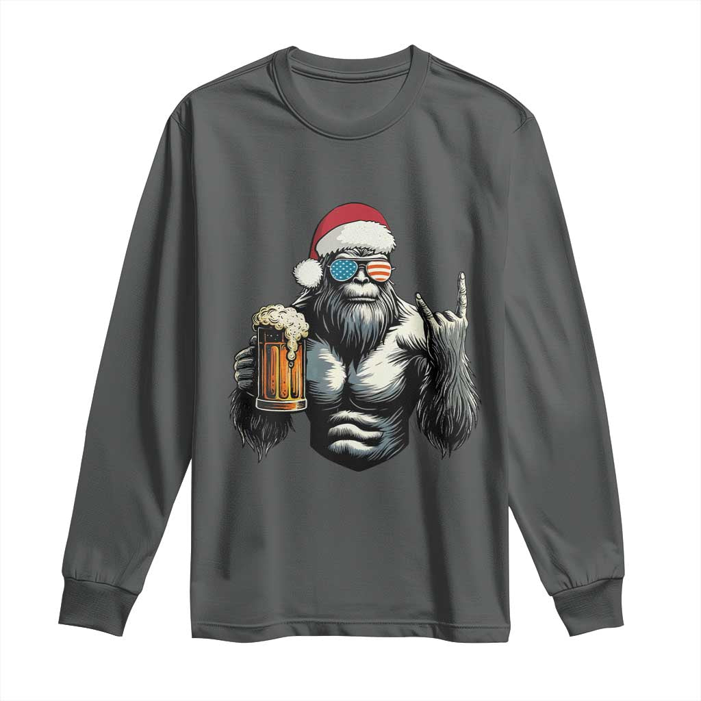 Bigfoot Christmas Long Sleeve Shirt Most Wonderful Xmas Sasquatch Beer TS10 Dark Heather Print Your Wear