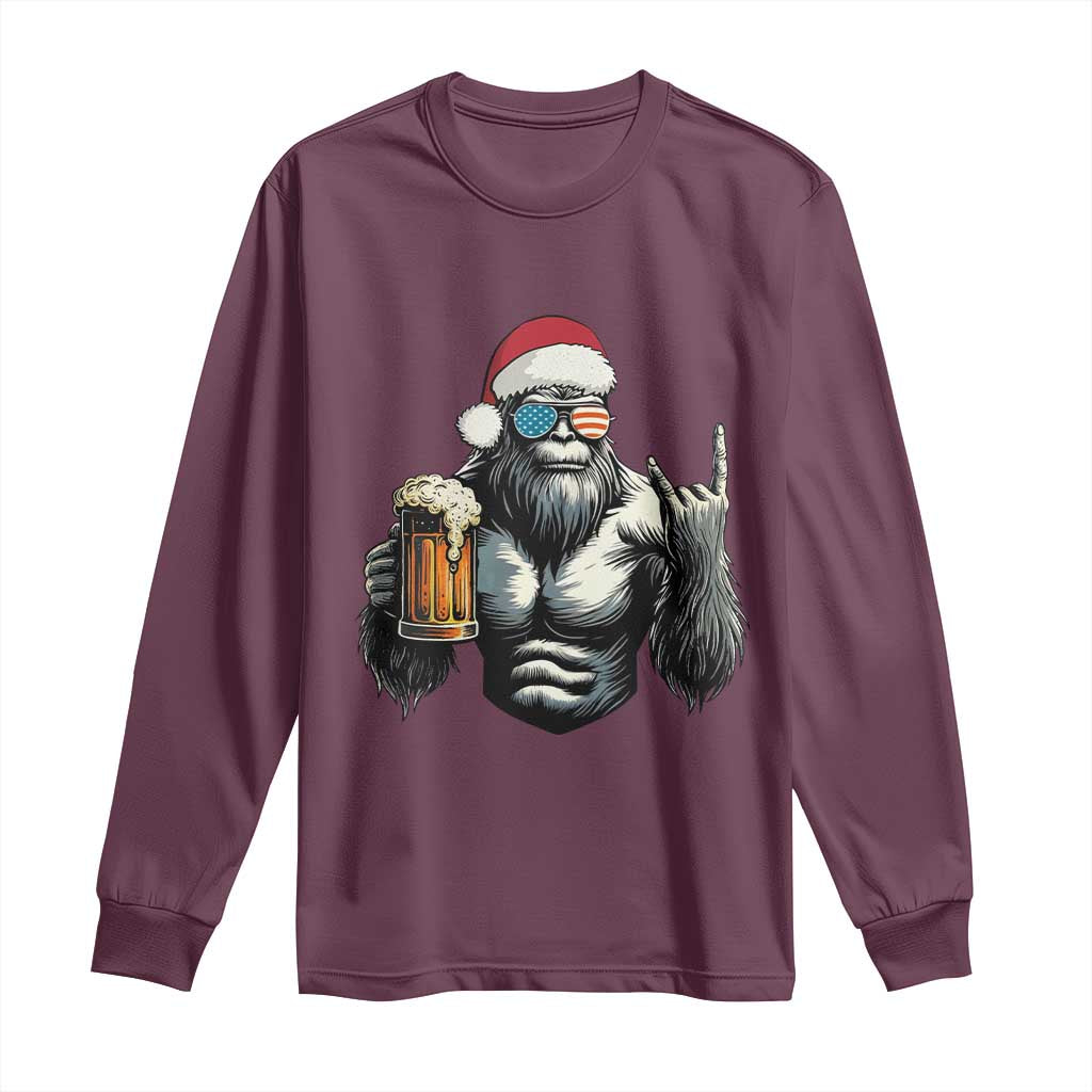 Bigfoot Christmas Long Sleeve Shirt Most Wonderful Xmas Sasquatch Beer TS10 Maroon Print Your Wear
